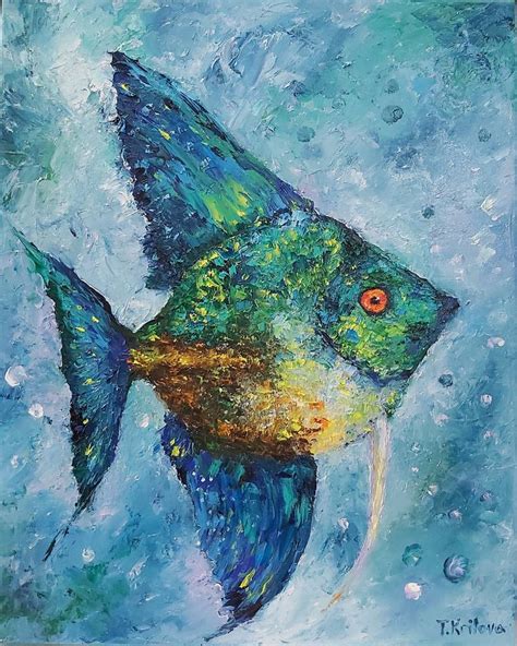 Fishoriginal Artoil On Canvasimpasto Oil Paintingcolored Fish