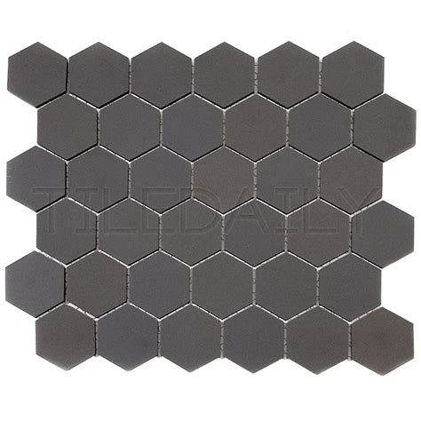 Hexagon Matte Porcelain Mosaic Dark Grey 2 Tiledaily Hexagonal