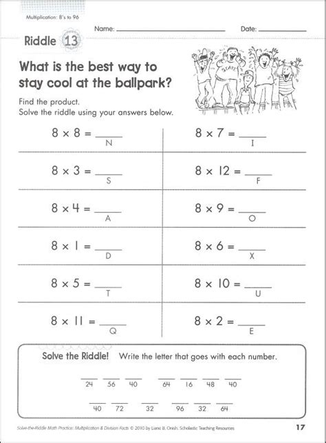 Solve The Riddle Math Practice Multiplication And Division Facts