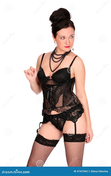 Woman In Black Lingerie Stock Image Image Of Glamour 4741943