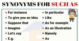 SUCH AS Synonym: List of 20 Common Synonyms for SUCH AS - English Study ...
