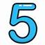 Blue Five Number Numbers Study Icon