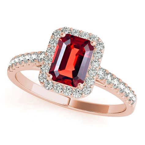 Maulijewels 075 Ct Diamond And Emerald Shape Created Ruby Engagement