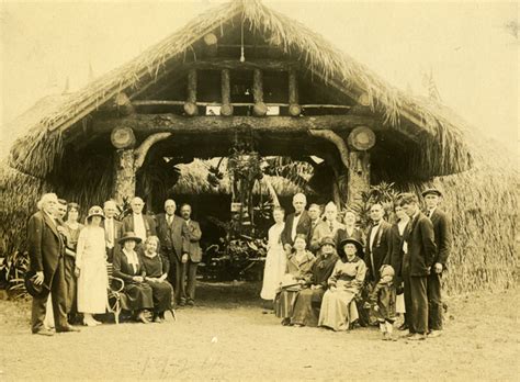 Florida Memory Postcard With Group Portrait Of Koreshans At Entrance