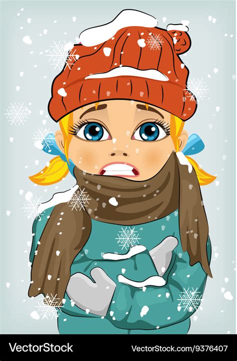 Little Girl Freezing In Winter Cold Royalty Free Vector