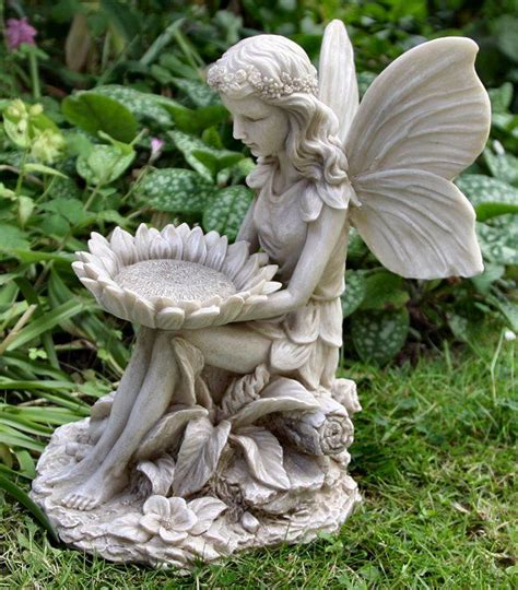Sitting Fairy With Sunflower Fairy Statues Fairy Garden Garden