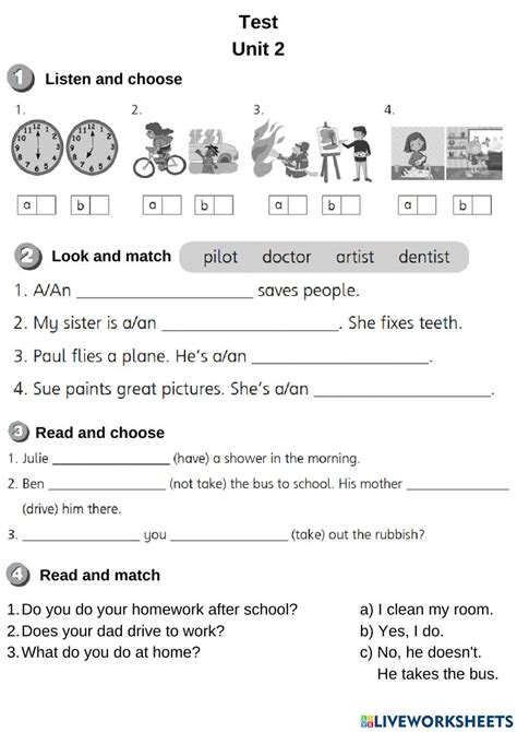Smart Junior 3 Test Unit 2 Worksheet Live Worksheets