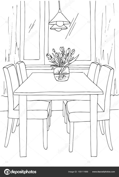 En este video tutorial vas a aprender a dibujar mesas paso a paso. Parte da sala de jantar. Mesa e cadeiras perto da janela ...