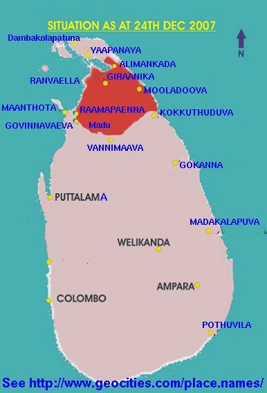 Traditional Sinhala Place Names Of Towns In The North And East Sri