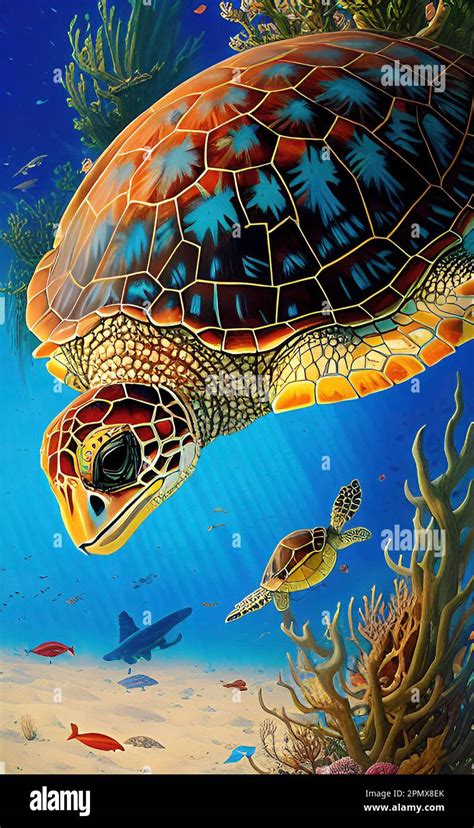 Sea Turtles Illustration Stock Photo Alamy