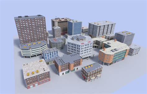 20 City Building Collection 3d Model Vr Ar Ready