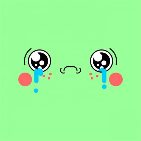 Sad Kawaii Face Cute Cartoon Funny Crying Premium Vector