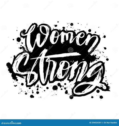 Strong Women Vector Hand Drawn Lettering Composition Stock