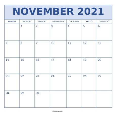 November 2021 Wall Calendar Printable Template Free