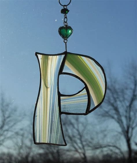 Stained Glass Letter P Sun Catcher Glass Stained Glass Initial Etsy