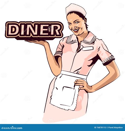 Vector Image Retro Diner Waitress 76878115