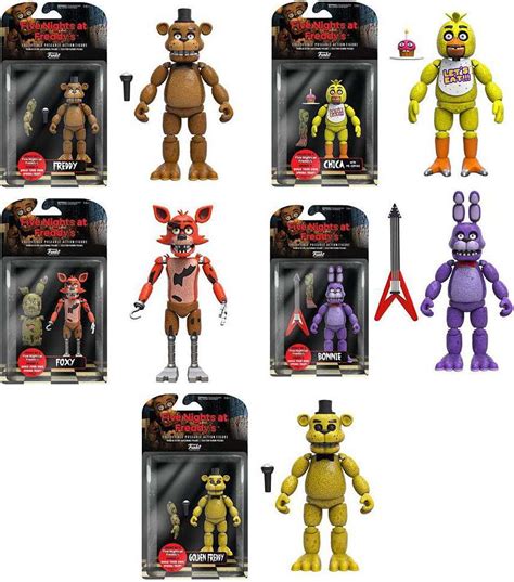 Freddy Chica Foxy Bonnie And Golden Freddy Set Of 5 Action Figures