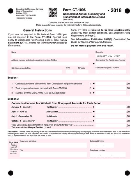 Ct 1096 2018 2024 Form Fill Out And Sign Printable Pdf Template Signnow