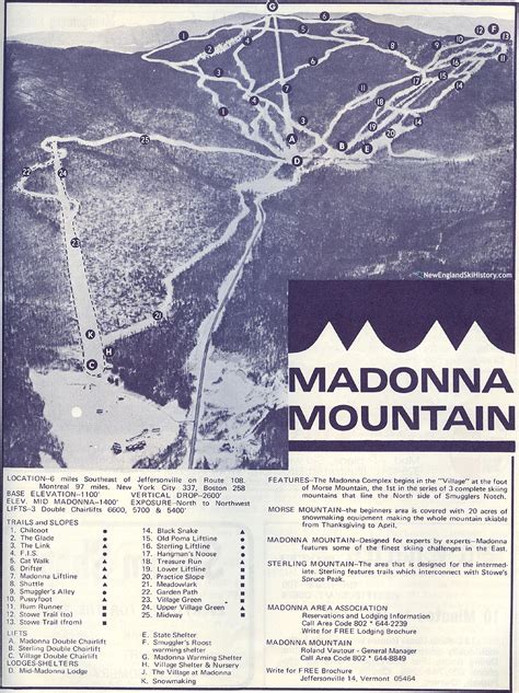 1968 69 Smugglers Notch Trail Map New England Ski Map Database