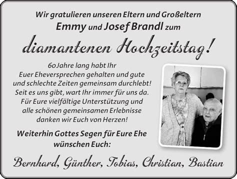 Hochzeitstag für karten an oma und opa oder andere jubiläumspaare. Diamantene Hochzeit Gratulation - Kollmitzberg: Alois und ...