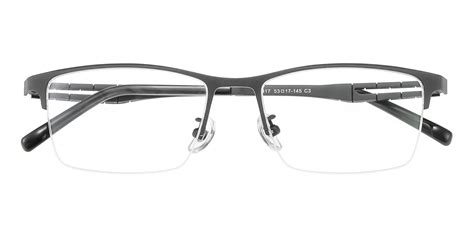Mens Rectangle Eyeglasses Half Frame Titanium Gunmetal St0226