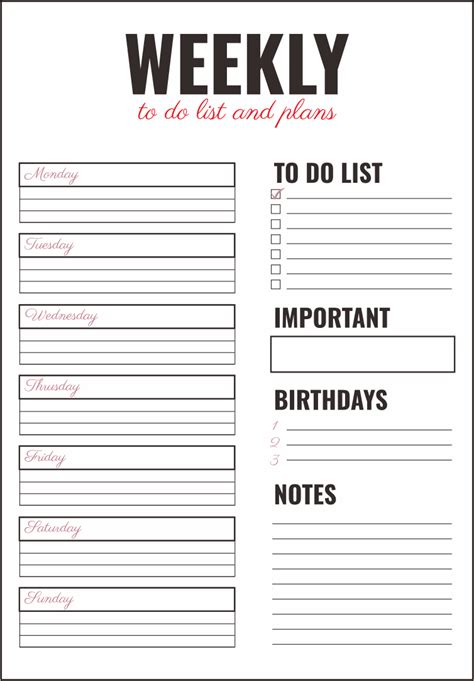 9 Best Images Of Monday Through Friday Planner Printable Printable