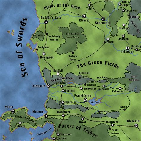 Map Of Baldurs Gate Southern Sword Coast Faerun Faerûn Map