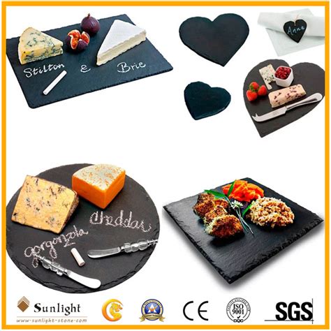 Natural Black Slate Stone Cheese Board Dinner Plate Sushi Plates For