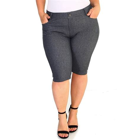 Womens Stretchy 5 Pocket Classic Bermuda Shorts Plus Size Walmart