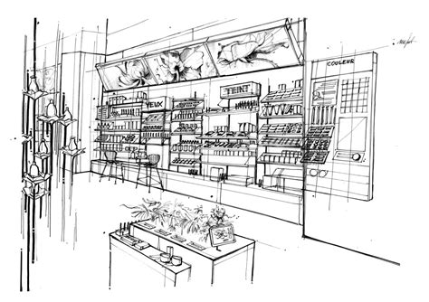 Make Up Retail Concept Store Drawing Architecture Sketch Blog