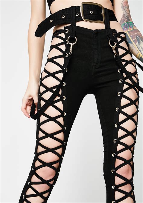 black lace up pants dolls kill