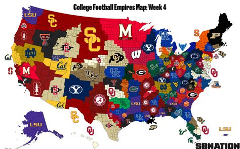 The updated College Football Empires Map after Week 4 ...