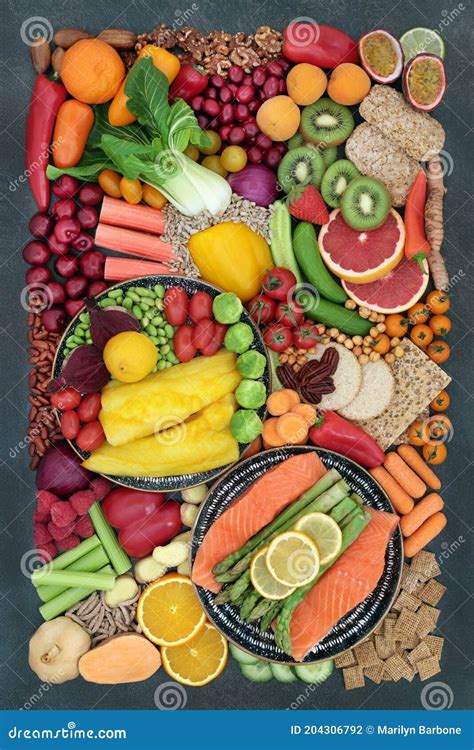 Large Collection Of Pescatarian Healthy Diet Food Stock Photo Image