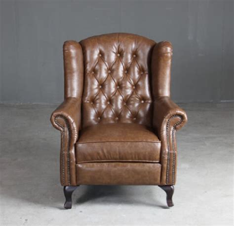 China Chesterfield Queen Anne Wingback Armchair High Back Leather Sofa