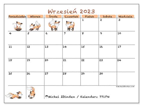 Kalendarz Wrzesień 2023 Do Druku “771pn” Michel Zbinden Pl