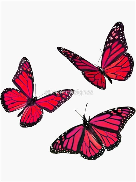 Red Butterflies Sticker By Stickerdesignss Redbubble