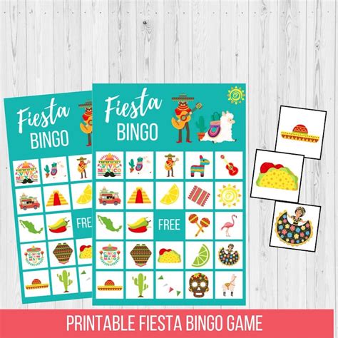 Fiesta Party Game For 2nd Birthday Mexican Bingo Cards Party Etsy