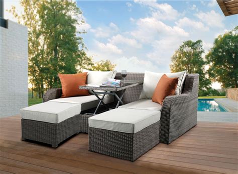 These trunk coffee tables allow you to stow your extras stylishly in plain sight. Salena Convertible Outdoor Sofa Bed with Lift Top Coffee Table