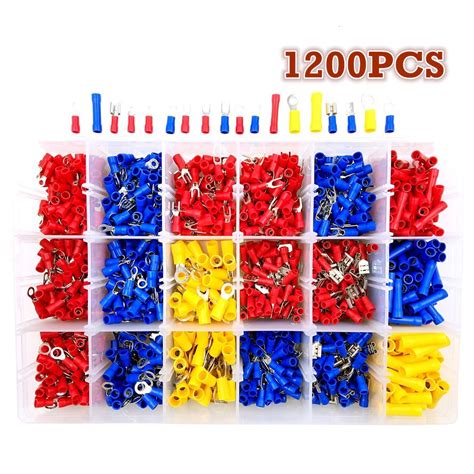 1200pcsset 22 10awg Assorted Electrical Wire Crimp Terminals Red Blue