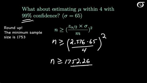 Confidence Intervals For One Mean Determining The Required Sample Size YouTube