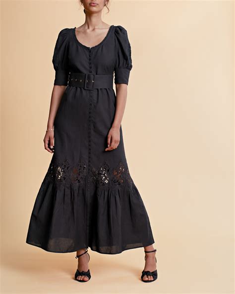 Bytimo Linen Belted Maxi Dress Black