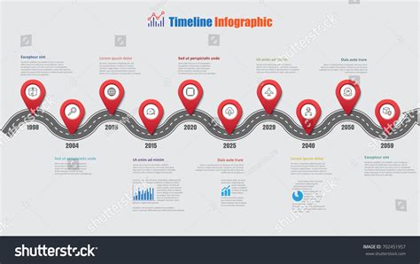 Vektor Stok Road Map Business Timeline Infographic 10 Tanpa Royalti