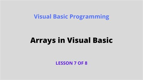 Arrays In Visual Basic Youtube