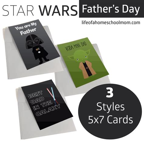 Head on over to the cottage market for hundreds of free printables! Star Wars Father's Day Cards {3 styles to choose from} - Life of a Homeschool Mom