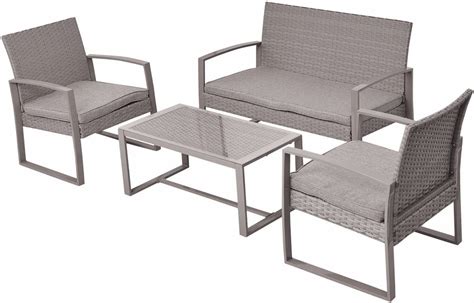 Amazon Com Giantex Pc Patio Furniture Set Cushioned Outdoor Wicker