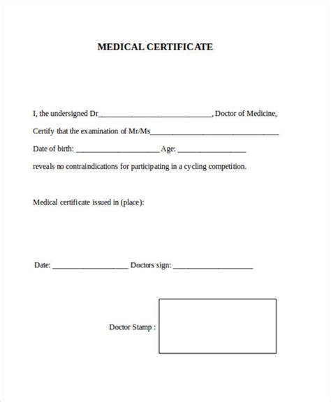 Medical Certificate Application Form
