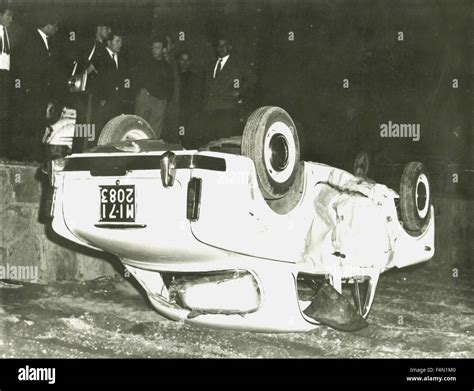 Car Upside Down After Accident Italy Stock Photo Alamy