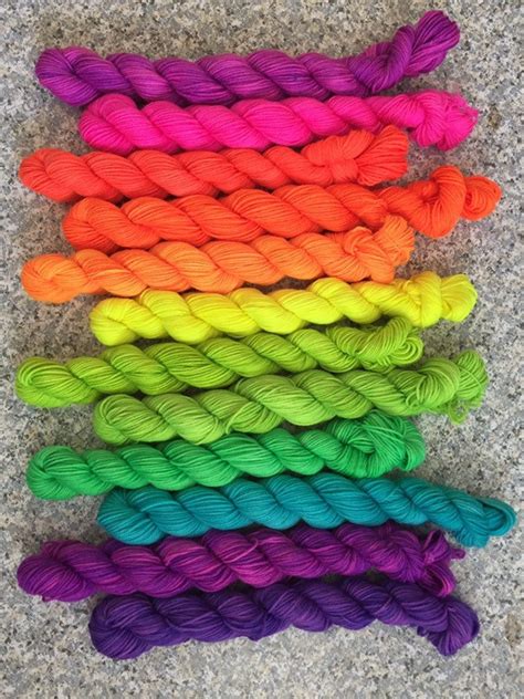 Neon Rainbow Mini Skein Sock Yarn Mini Skein Fluorescent | Etsy