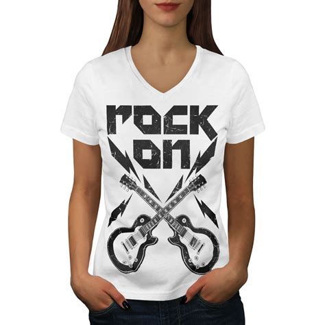New listingvintage rock and roll tee 90s band t shirt birthday funny gift men women hot new. Wellcoda Rock'n Roll Smash Womens V-Neck T-shirt, Guitar ...