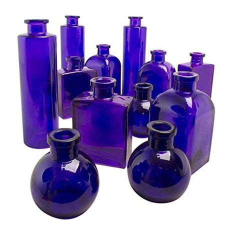Violet Purple Glass Bottle Set 4 Shape Variety Pk Food Dp